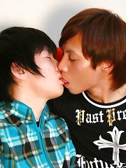 Tsuyoshi grabs his boyfriend and begins to kiss and rub him