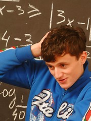 Boy model Dimax jerking off in the classroom