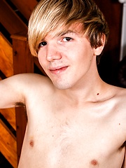 Young boy Tyler Brooks showing his nude slim body and pretty cock