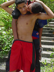 Smooth latino twinks stroke their big uncut cocks