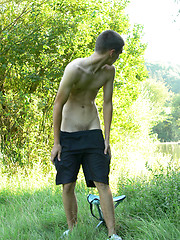 Next door boy Cam cums in the woods