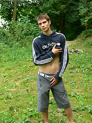 Next door boy Cam cums in the woods